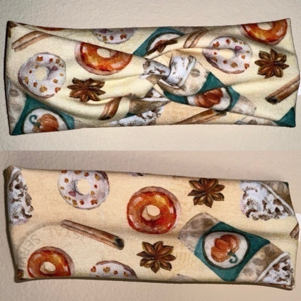 Pumpkin spice fall time donut lover twist front headband new